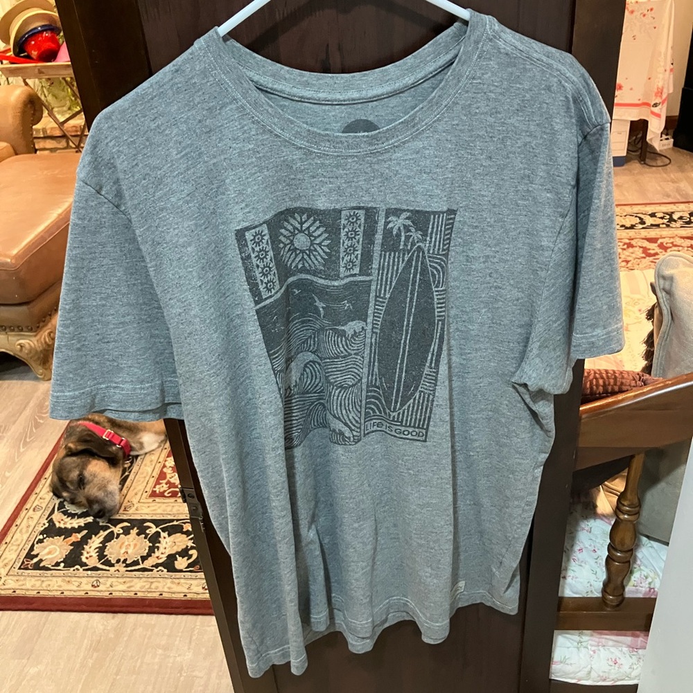 Life is Good Gray Graphic T-Shirt